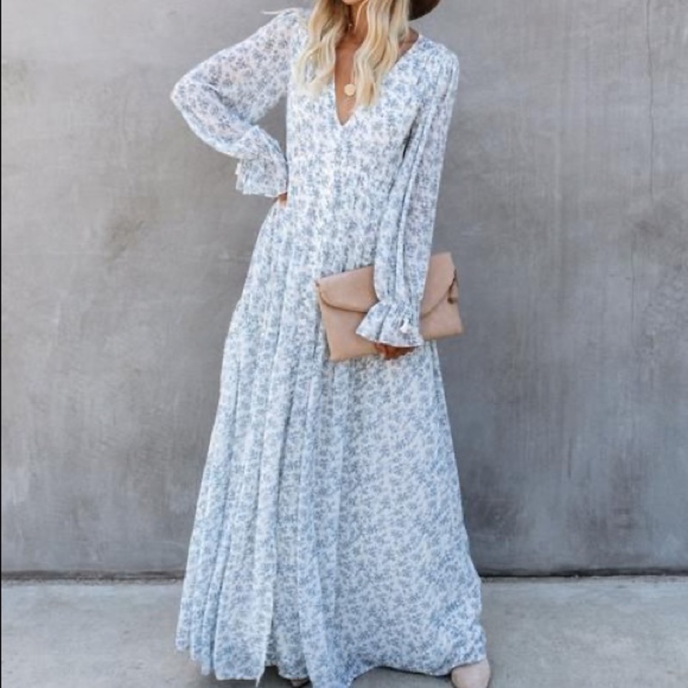 Vici Light Blue Floral Maxi Dress